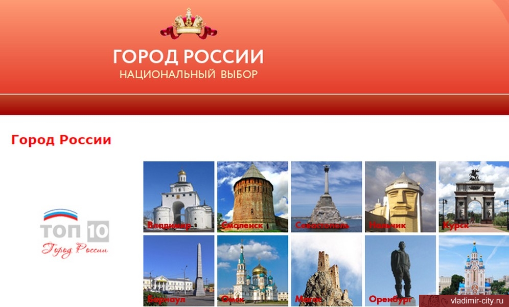 Владимир лидирует в рейтинге проекта «Город России — национальный выбор»