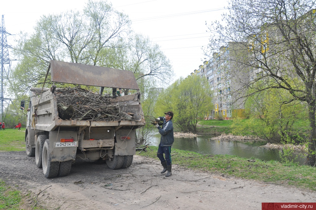 Почистили берега пруда на улице Комиссарова